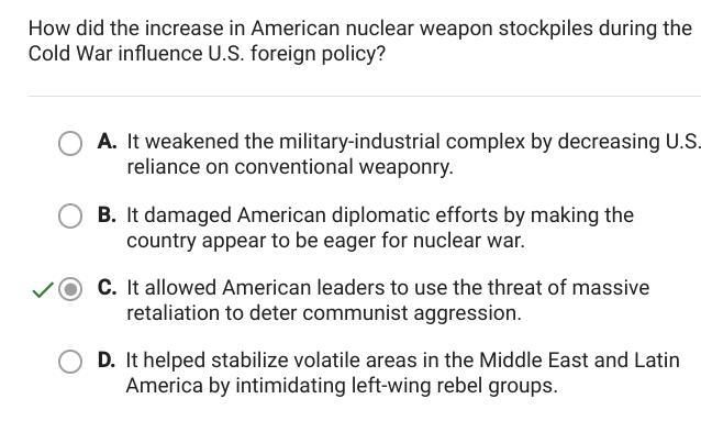 How did the increase in American nuclear weapon stockpiles during the Cold War influence-example-1