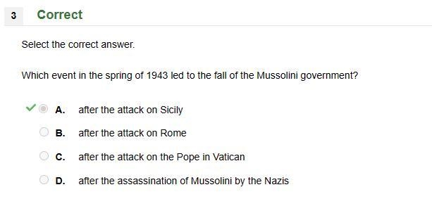 Which event in the spring of 1943 led to the fall of the Mussolini government? ОА-example-1