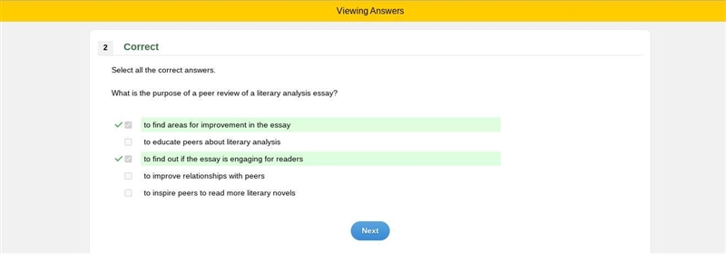 Select all the correct answers. What is the purpose of a peer review of a literary-example-1