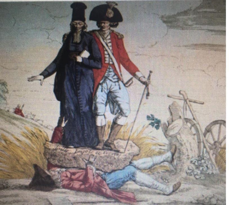 Background information: Political cartoons like this vere common during the Revolution-example-1