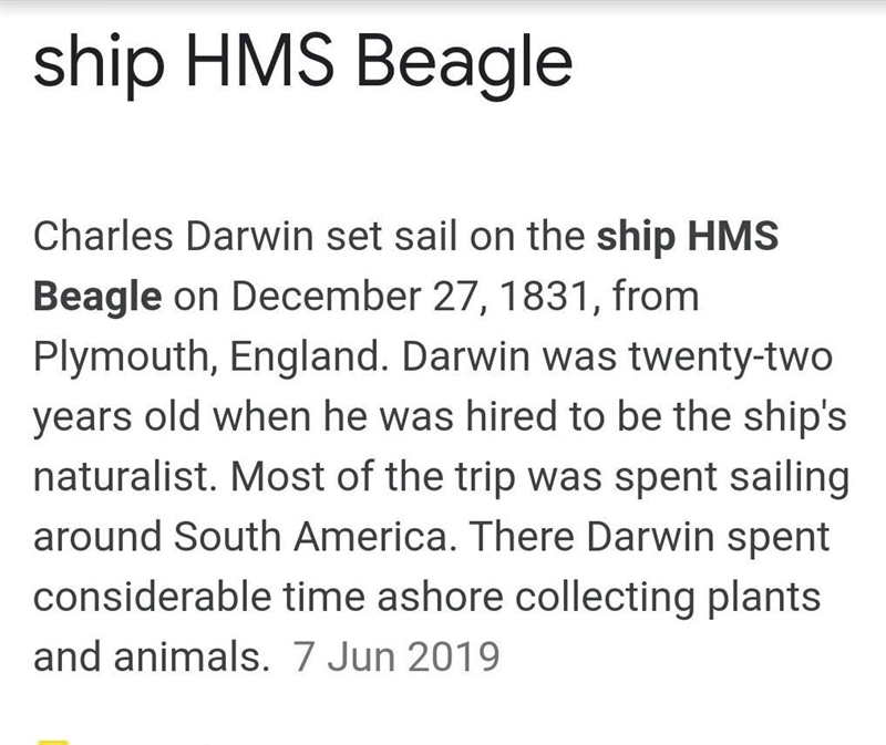 What was the name of the research ship Charles Darwin traveled with?-example-1