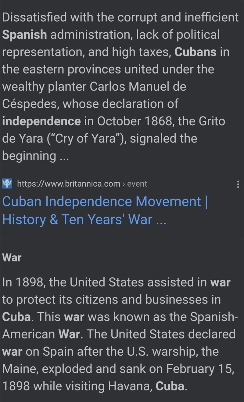 Why did spain took over cuba-example-1