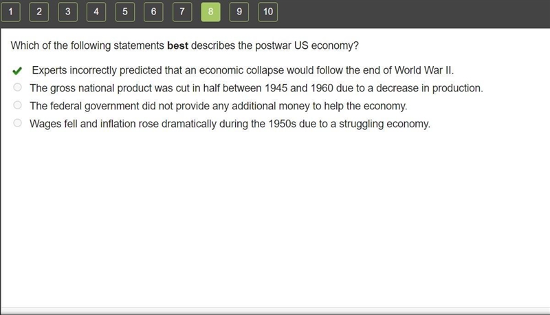 Which of the following statements best describes the postwar US economy?-example-1