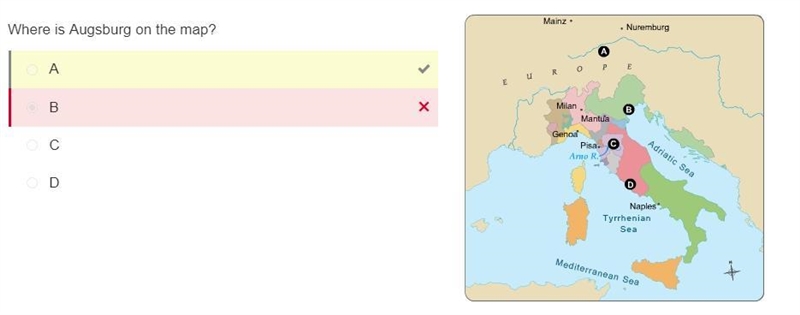 Where is Augsburg on the map A B C D-example-1