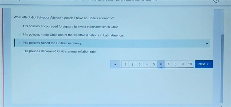 What effect did Salvador Allende's policies have on Chile's economy? O His policies-example-1