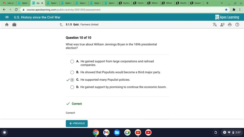 Question 1 of 10 What was true about William Jennings Bryan in the 1896 presidential-example-1