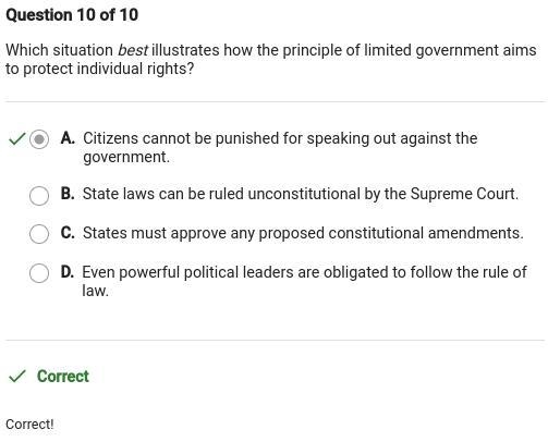 which situation best illustrates how the principles of limited government aims to-example-1