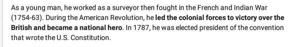 HELP!!!!! What were George Washington's contributions during the revolution???-example-1