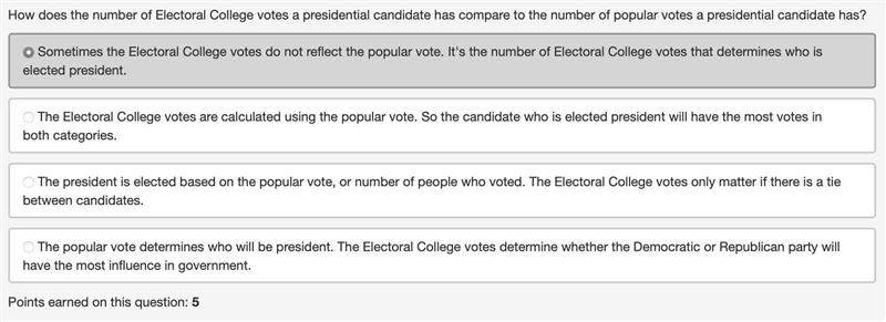 How does the number of Electoral College vote a presidential candidate has compared-example-1