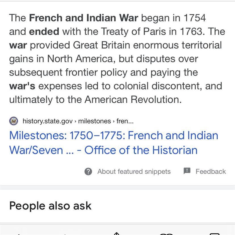 How did the french and indian war end?​-example-1