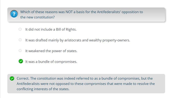 Which of these reasons was NOT a basis for the Antifederalists' opposition to the-example-1