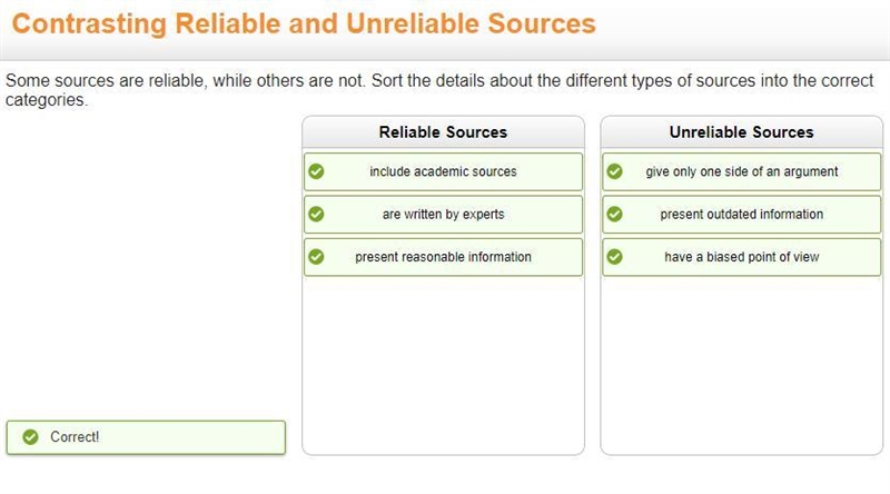 Contrasting Reliable and Unreliable sources Some sources are reliable, while others-example-1