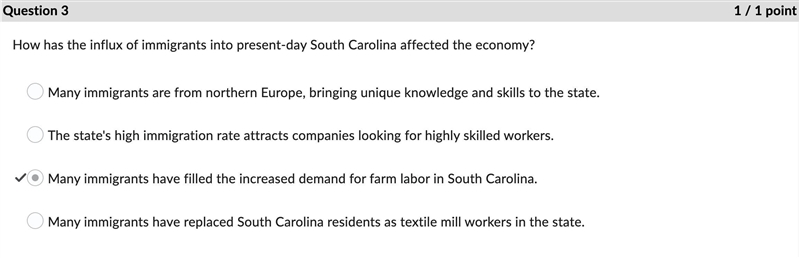 How has the influx of immigrants into present-day South Carolina affected the economy-example-1