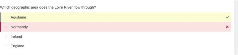 Which geographic area does the Loire River flow through? Normandy England Aquitaine-example-1