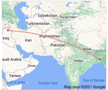 How many miles are between Bangladesh and Irbil​-example-1