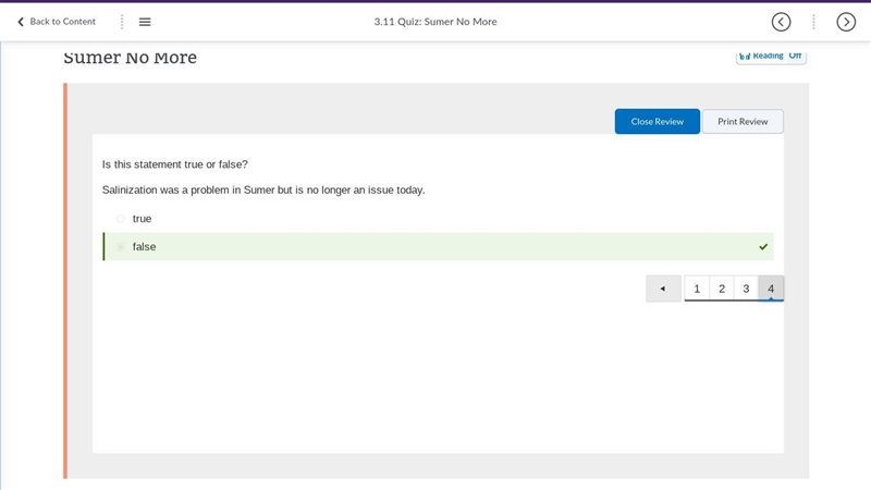 Is this statement true or false? Salinization was a problem in Sumer but is no longer-example-1