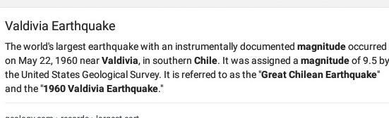 Which was the biggest earthquake in the history of earth? PLS i'll mark as brainleast-example-1