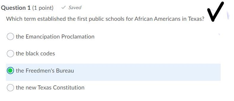 Which term established the first public school for African Americans in texas-example-1