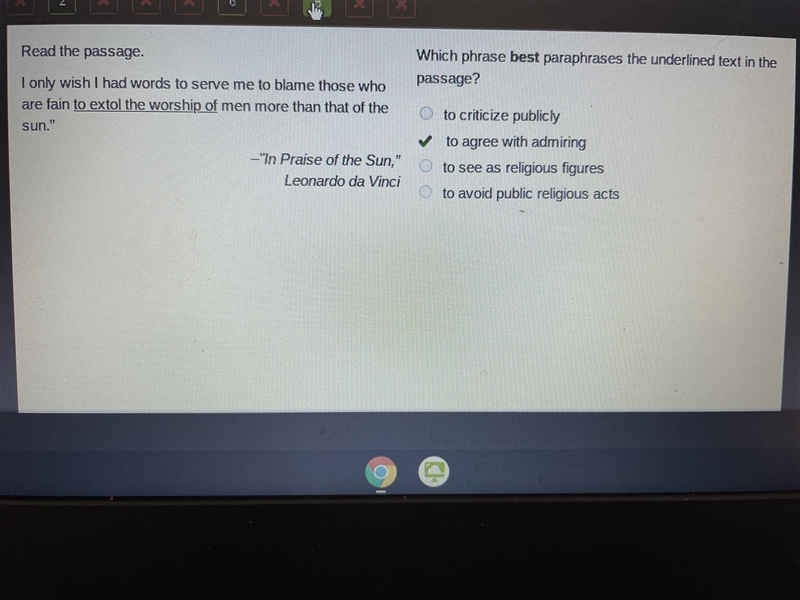 Read the passage. Which phrase best paraphrases the underlined text in the passage-example-1