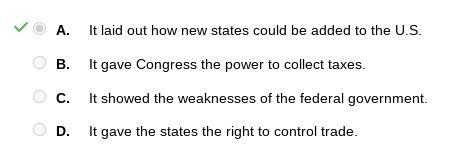 What was the significance of the Northwest Ordinance? A. It gave Congress the power-example-1