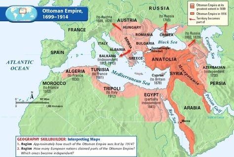 What was the relationship between the Ottoman Empire's power and the rise of European-example-1