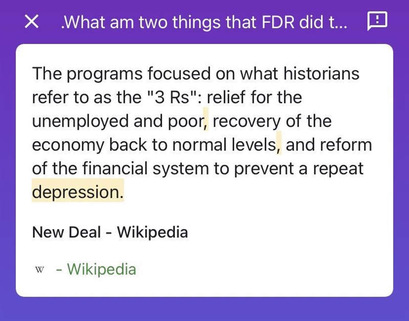 . 1. What am two things that FDR did to help Americans during the Great Depression-example-1