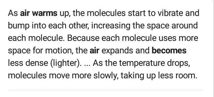 What happens when air gets warm? A. It sinks. It rises. What happens when air gets-example-1