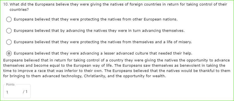 What did the Europeans believe they were giving the natives of foreign countries in-example-1