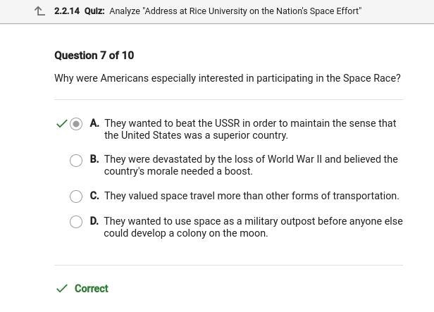 Why were Americans especially interested in participating in the Space Race? A. They-example-1