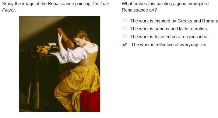 What makes this painting a good example of Renaissance art? The work is inspired by-example-1