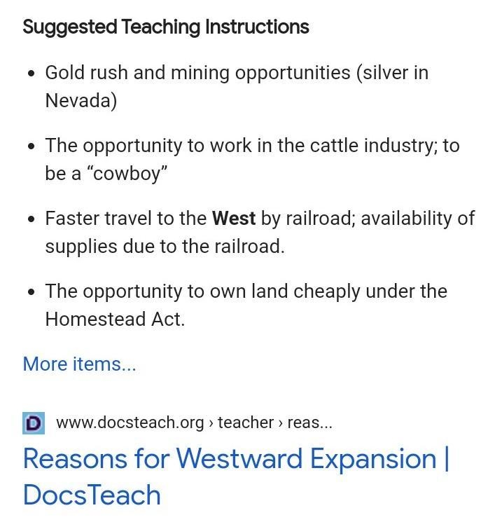 What are some reasons people moved to the west​-example-1