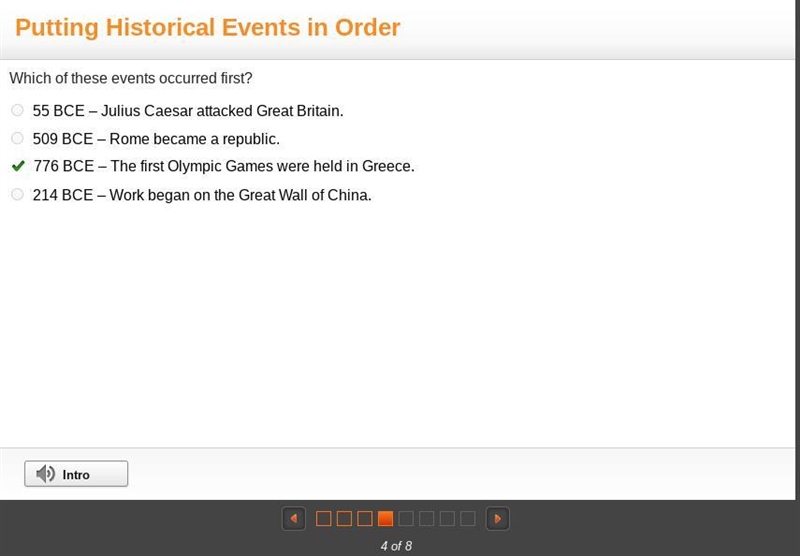 Which of these events occurred first? A. 55 BCE – Julius Caesar attacked Great Britain-example-1