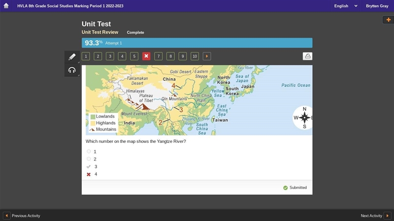 Read the map. Which number on the map shows the Yangtze River? 1 2 3 4 Mark this and-example-1