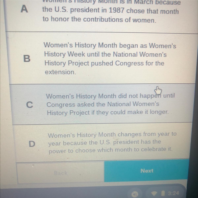 Read the paragraph from the section "National Women's History Project." In-example-1