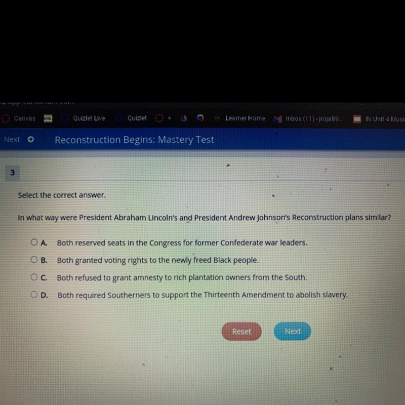 ANSWER ASAP! Select the correct answer. In what way were President Abraham Lincoln-example-1