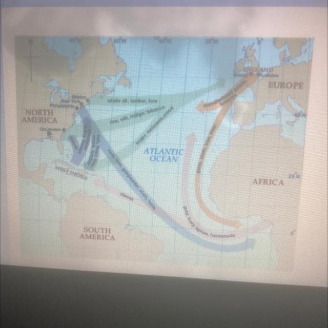 What is the name for the pattern of trade routes shown on the map 1.Slave trade 2.Trade-example-1