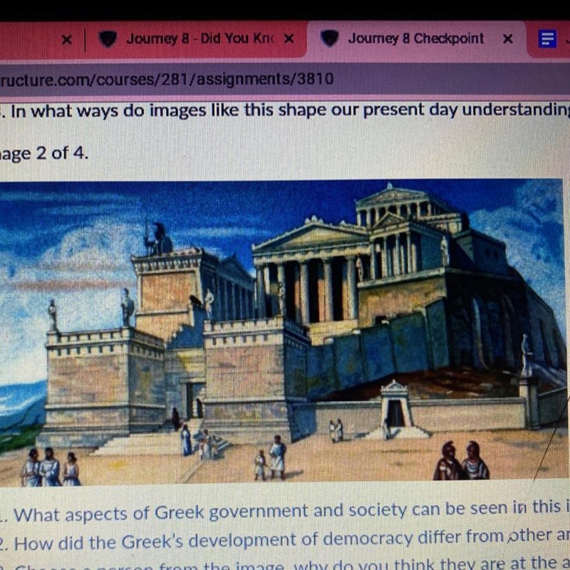 What aspects of Greek government and society can be seen in this image? Help!-example-1