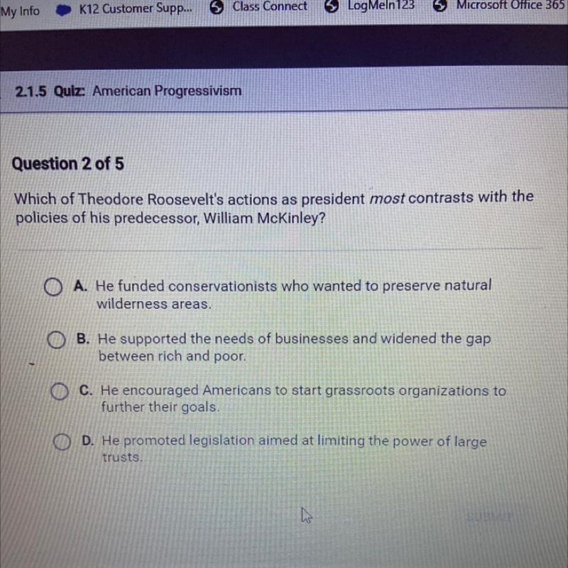 Which of Theodore Roosevelt's actions as president most contrasts with the policies-example-1