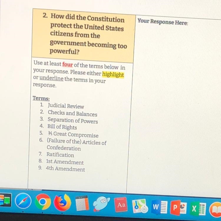 How did the Constitution protect the United States citizens from the government becoming-example-1