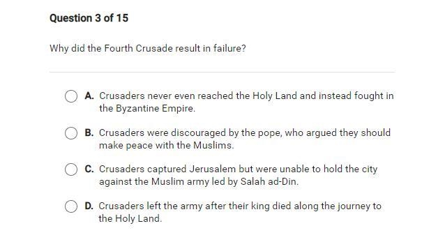 why did the fourth crusade result in falure? NO NEED TO ANSWER i know the answer this-example-1