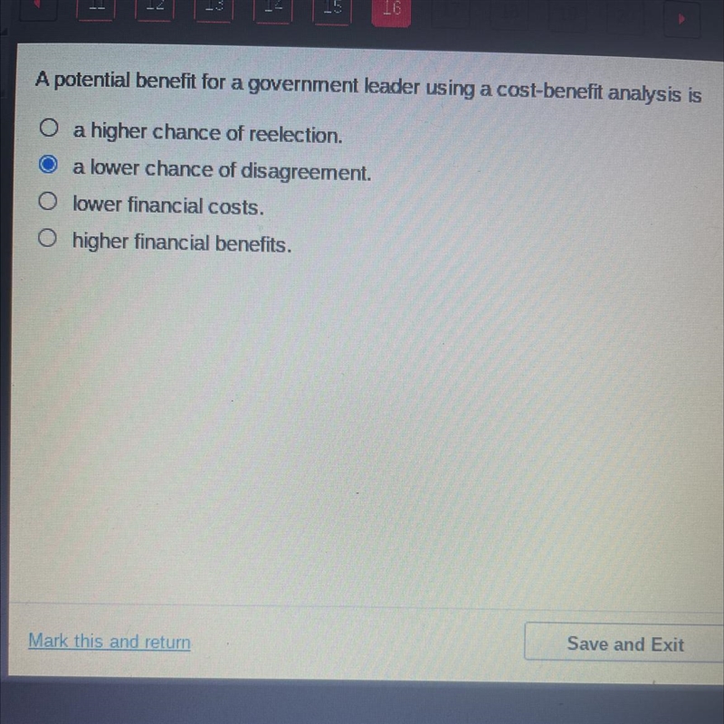 A potential benefit for a government leader using a cost benefit analysis is?-example-1