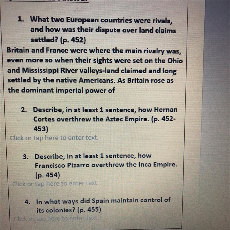 1. What two European countries were rivals, and how was their dispute over land claims-example-1