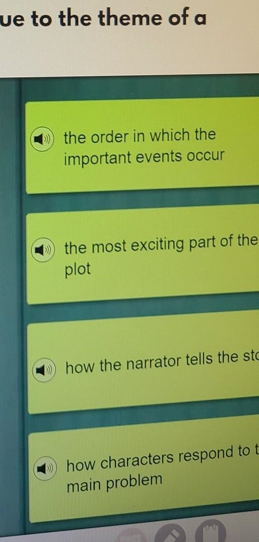 Which of the following is the best clue to the theme of a story ​-example-1