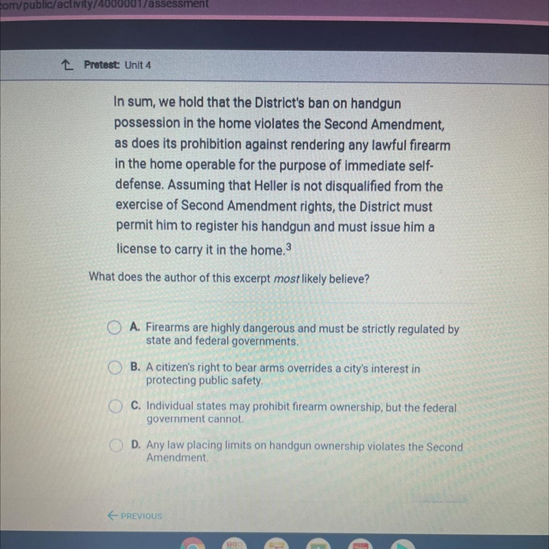 In sum, we hold that the District's ban on handgun possession in the home violates-example-1