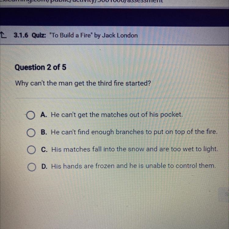 Why can't the man get the third fire started?-example-1