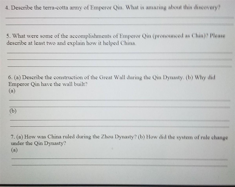 4. Describe the terra-cotta army of Emperor Qin. What is amazing about this discovery-example-1