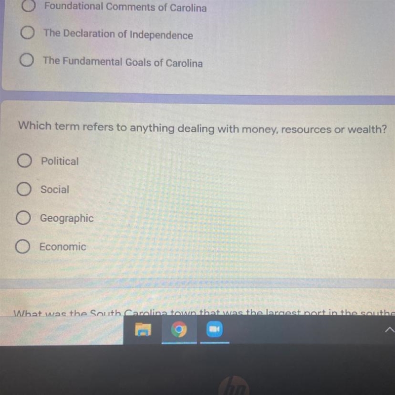 Which term refers to anything dealing with money, resources, and wealth?-example-1