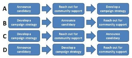 The above chart shows possible steps to take when starting a political campaign. Which-example-1