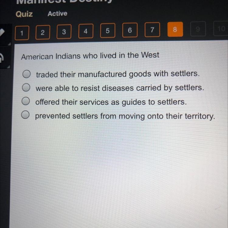 American Indians who lived in the West traded their manufactured goods with settlers-example-1