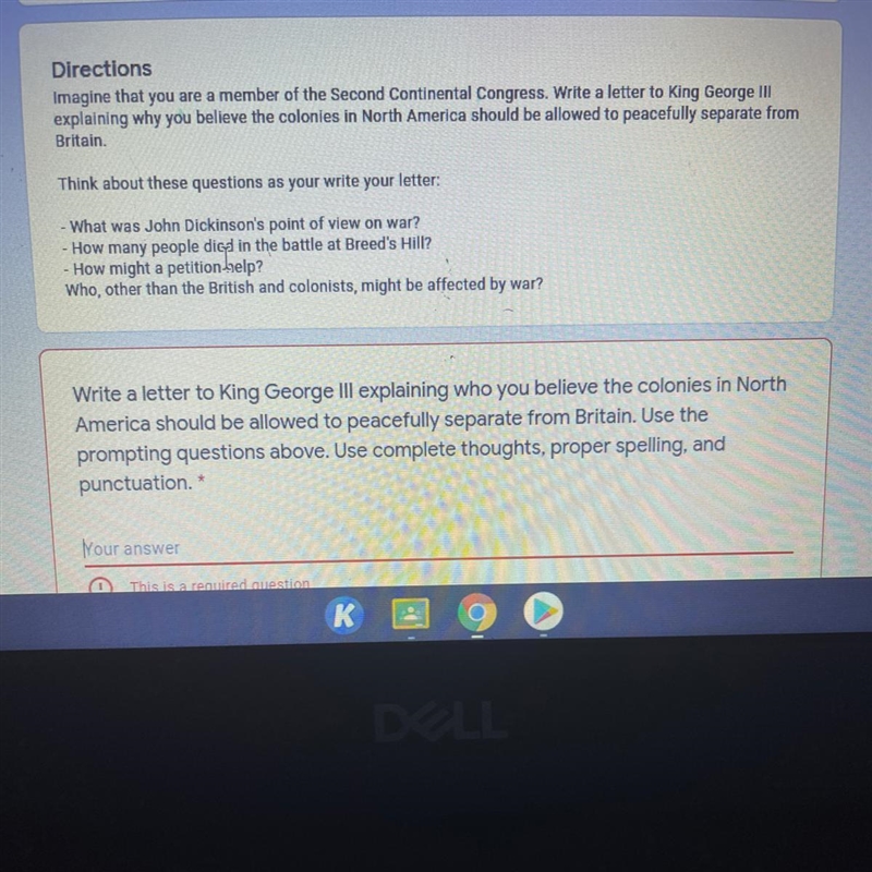 Write a letter to King George Ill explaining who you believe the colonies in North-example-1